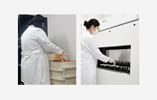 방사능 내부오염 검사를 위한 시료 처리 및 분석 과정 이미지