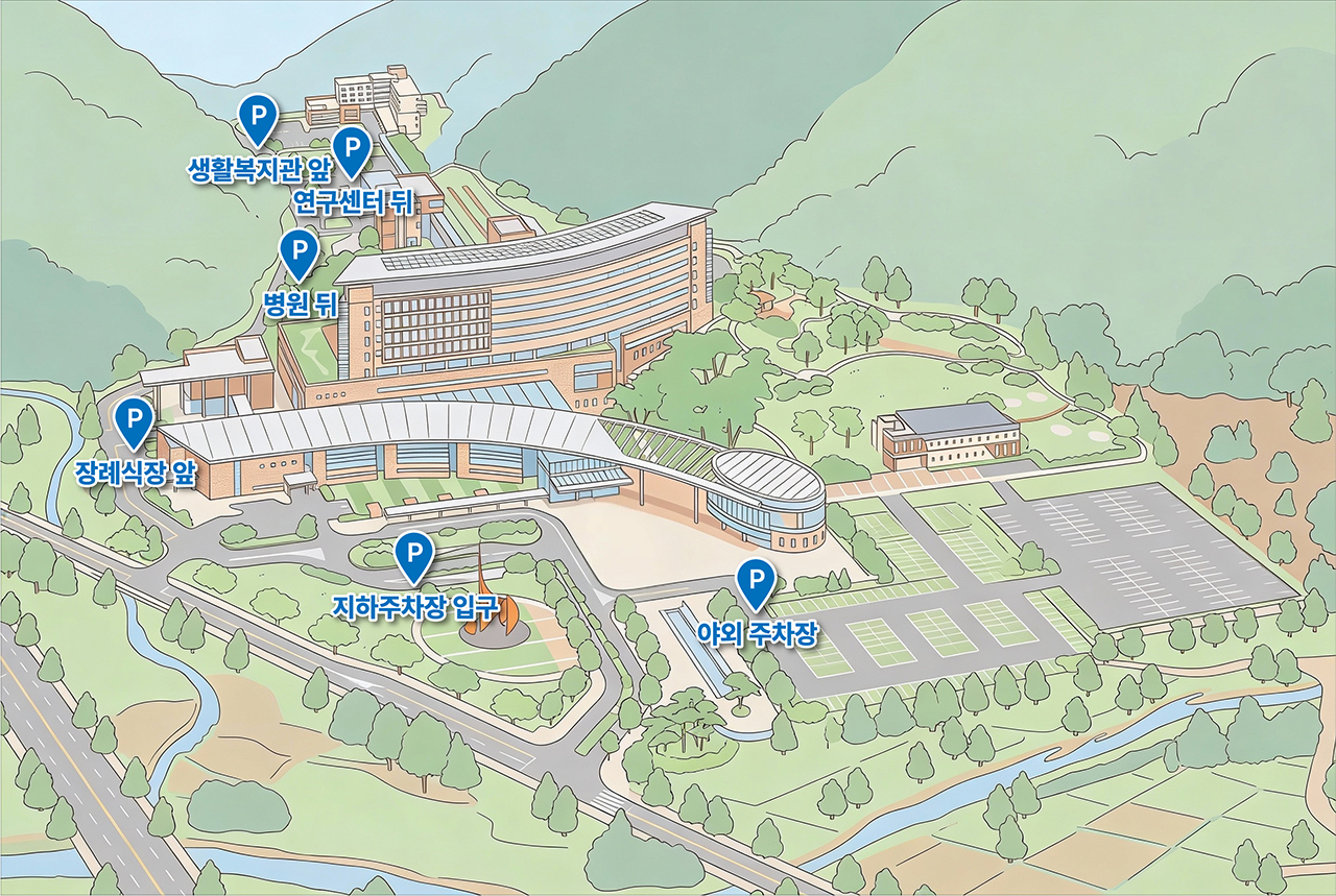 동남권원자력의학원 주차장 위치 안내도